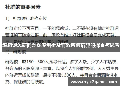 赵鹏谈欠薪问题深度剖析及有效应对措施的探索与思考
